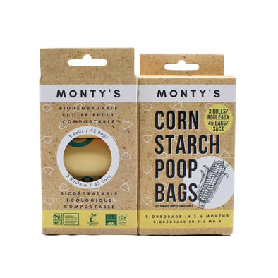 Monty's Compostable Cornstarch Pet Waste Bags-Store For The Dogs