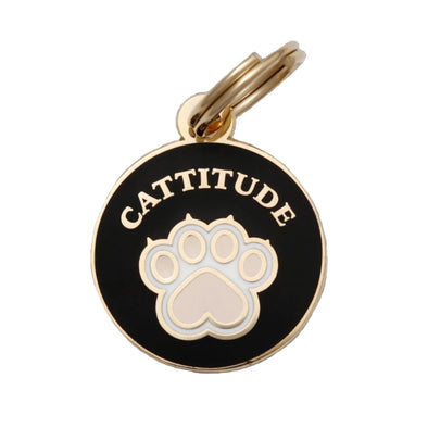 Two Tails Pet Company "Cattitude" Personalized Dog & Cat ID Tag-Store For The Dogs