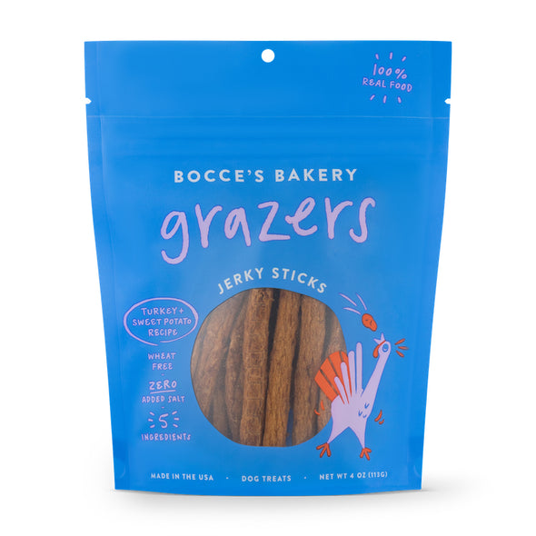 Bocce's Bakery Grazers Turkey & Sweet Potato Jerky Dog Treats-Store For The Dogs
