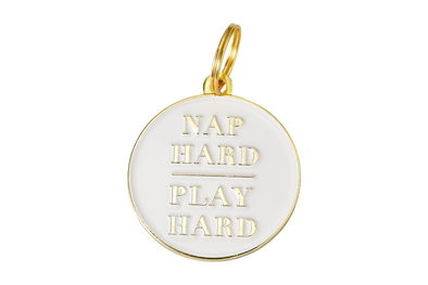 Two Tails Pet Company "Nap Hard, Play Hard" Personalized Dog & Cat ID Tag-Store For The Dogs
