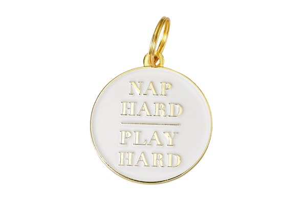 Two Tails Pet Company "Nap Hard, Play Hard" Personalized Dog & Cat ID Tag-Store For The Dogs