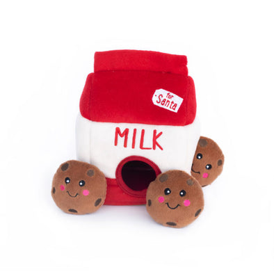 ZippyPaws Holiday Santa's Milk and Cookies Burrow Toy-Store For The Dogs