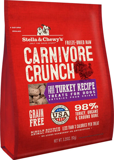 Stella & Chewy's Carnivore Crunch Cage-Free Turkey Recipe Freeze-Dried Raw Dog Treats-Store For The Dogs